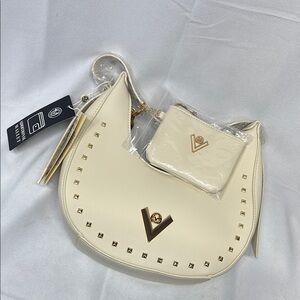 Valentino Orlandi Vegan leather bone & gold studded handcrafted purse & wallet